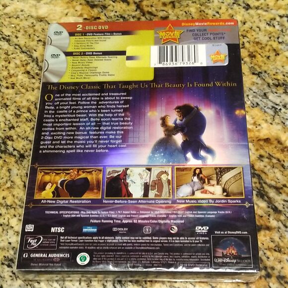 Beauty and the Beast 2010 2-DVD Set Slipcover Sealed Disney Kids Animation Movie - Picture 2 of 11